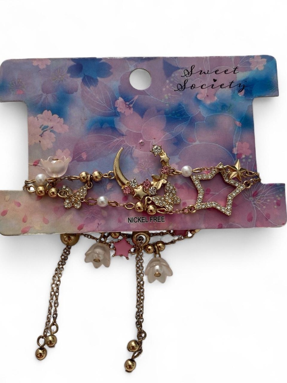 Floral celestial Charm bracelet set